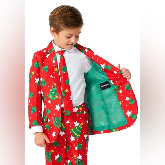 NWOT Suitmeister Christmas Trees Stars Red for Boys Size: Large - Picture 4 of 5